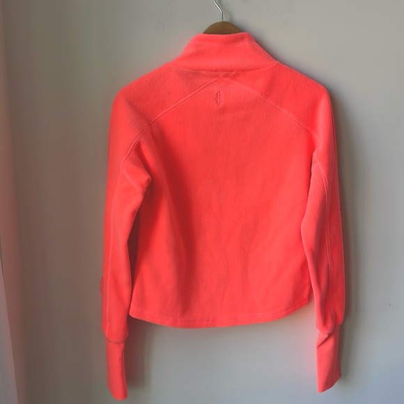 Free People Movement Great Heights Neon Fleece Pullover Orange Thumbholes Size S - Picture 2 of 12